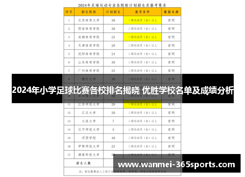 2024年小学足球比赛各校排名揭晓 优胜学校名单及成绩分析